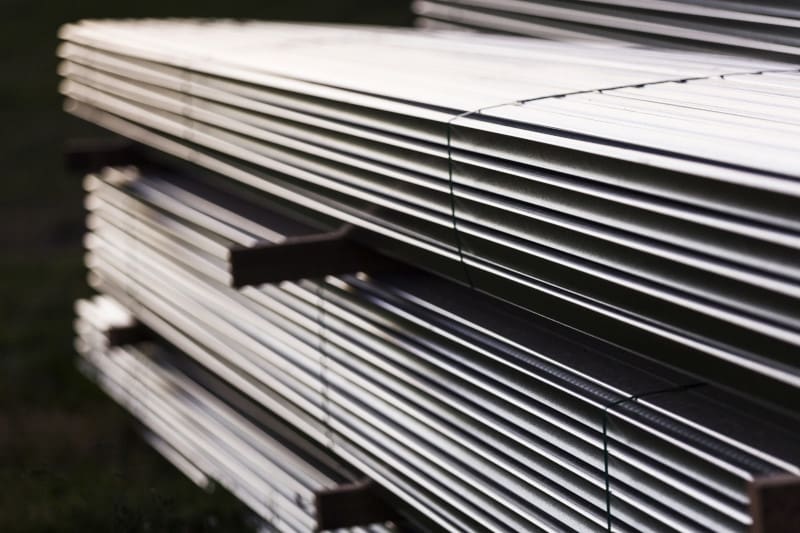 Stacked up plated metal sheets